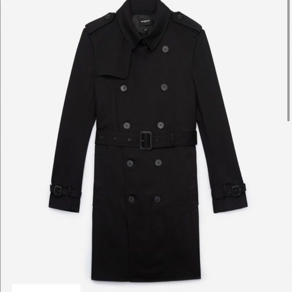 BLACK COTTON GABARDINE TRENCH COAT - Picture 4 of 8